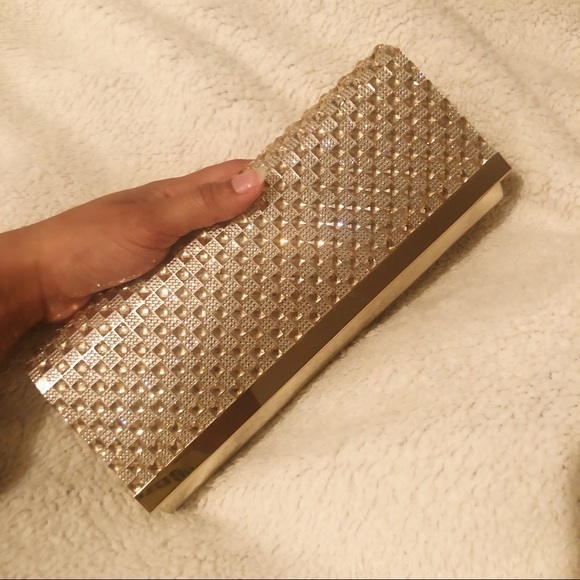Call It Spring Gold Textured Glitter Clutch - Picture 2 of 7